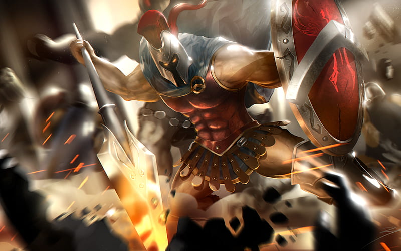 Pantheon, warrior, MOBA, League of Legends, HD wallpaper