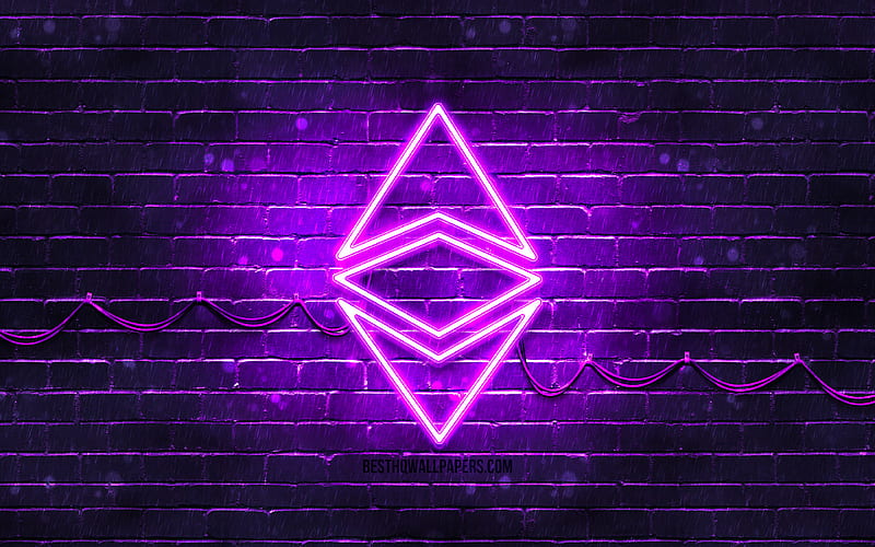 Ethereum violet logo violet brickwall, Ethereum logo, cryptocurrency ...