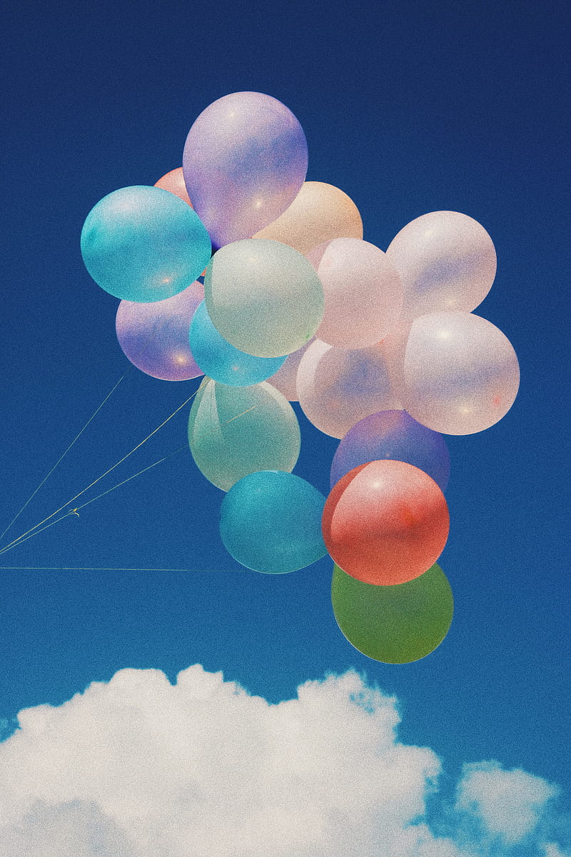 white, blue, and purple balloons, HD phone wallpaper