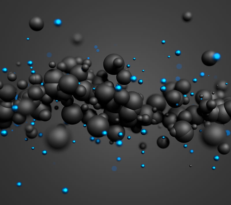 Floating Particles, abstract, balls, blue, HD wallpaper