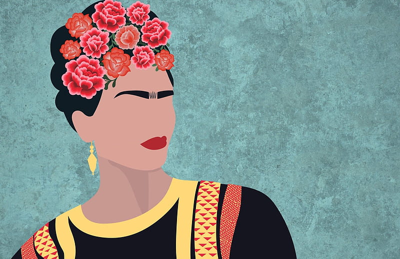 Frida Kahlo Portrait Floral Mural, Frida Kahlo Paintings Art, HD wallpaper