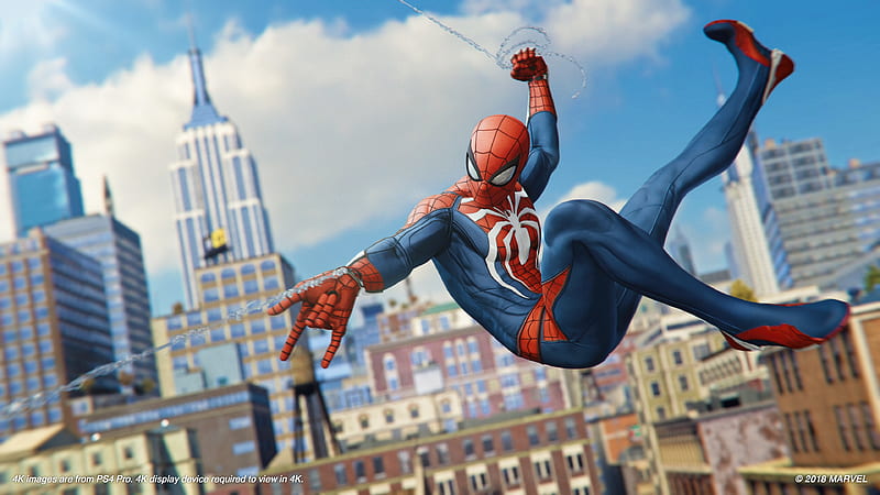 spider-man, buildings, web, playstation 4, Games, HD wallpaper