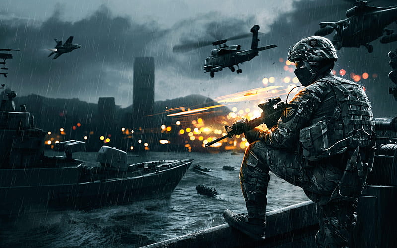 Battlefield, Helicopter, Military, Soldier, Video Game, Warship, Battlefield 4, HD wallpaper