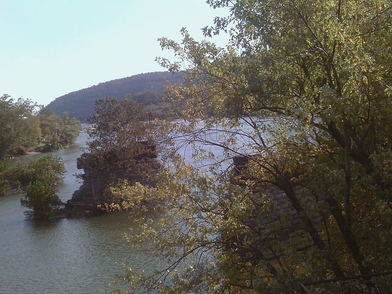 Potomac River Merges, river, water, trees, blue, HD wallpaper