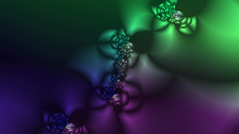 Fractal Domes, purple, green, fractal, circles, blue, HD wallpaper