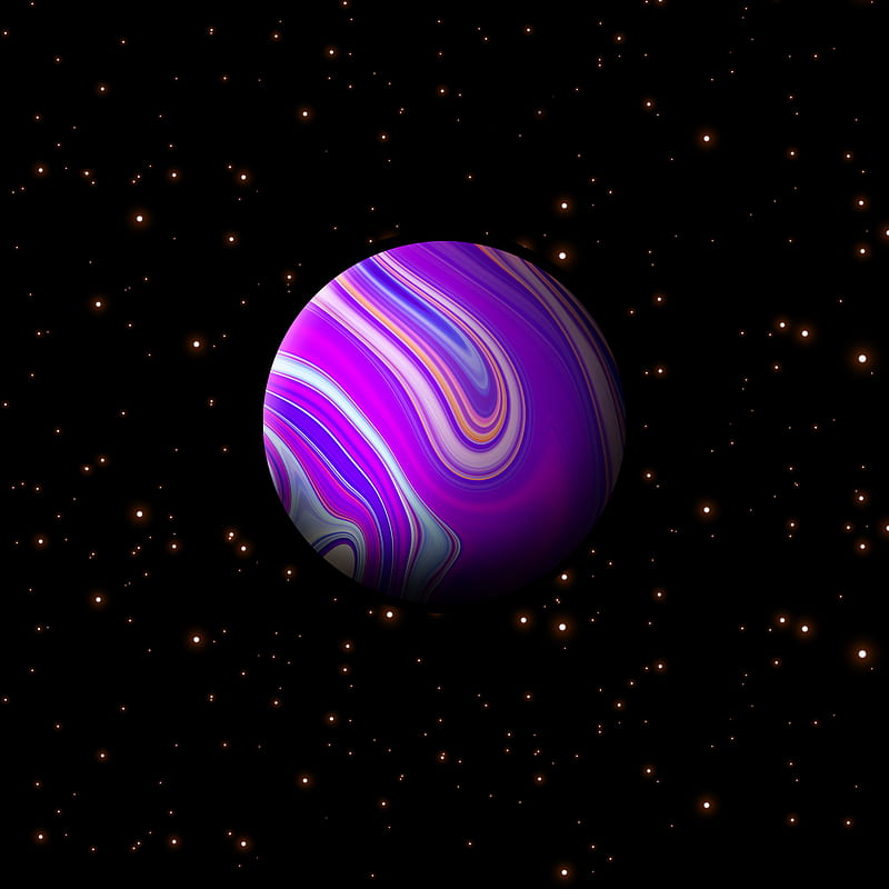Violet planet in space, astronomy, cosmos, exploration, galaxy, orbit, planets, stars, surreal, universe, HD phone wallpaper