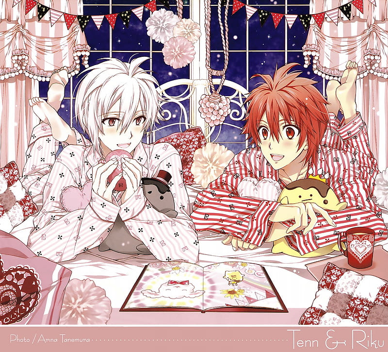 Idolish7, valentines, valentines day, Anime, Riku, corazones, Male, cute, Tenn, pink, pudding, HD wallpaper
