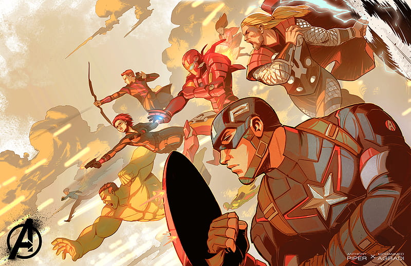 Avengers Assemble , avengers, artwork, artist, digital-art, , superheroes, iron-man, thor, captain-america, hawkeye, hulk, black-widow, HD wallpaper