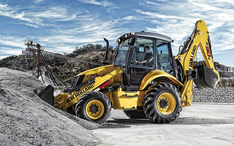 New Holland B90B, Backhoe loader, tractor, new construction machinery, New Holland, HD wallpaper