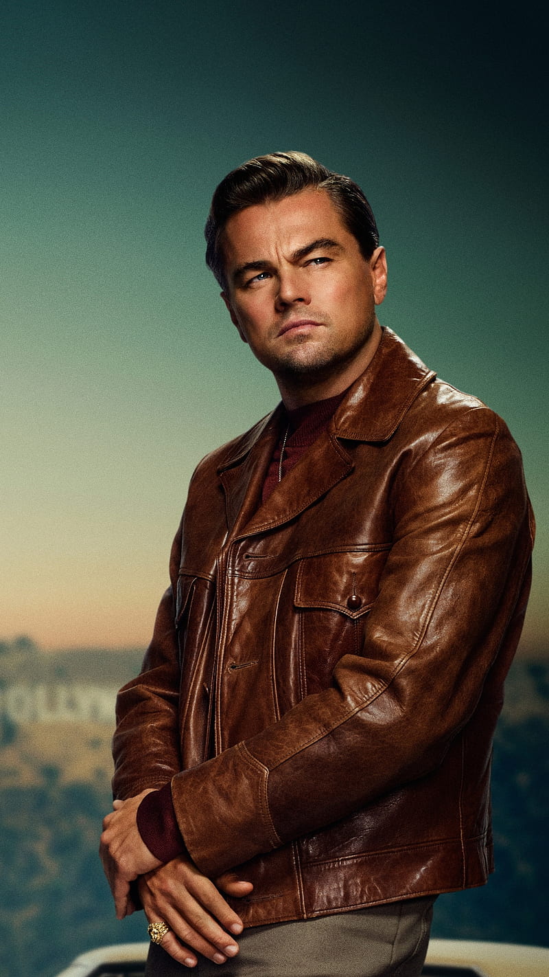 Once upon a time, actor, film, hollywood, leather jacket, leonardo dicaprio, male, movie, HD phone wallpaper