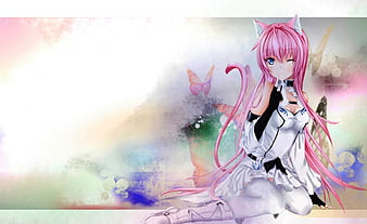 Happy Kawaii Anime Neko Girl Pink Stock Illustration 1536454025