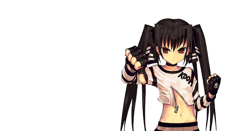 anime, lond dark hair, fighter, girl, HD wallpaper