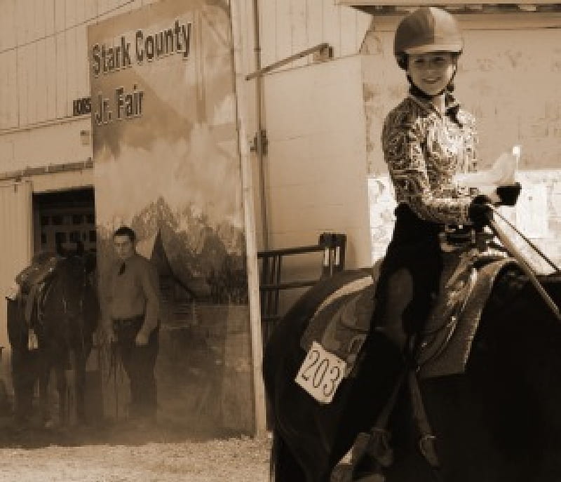 A lady and her horse, cowgirl, jockey, female jockey, horse, HD wallpaper