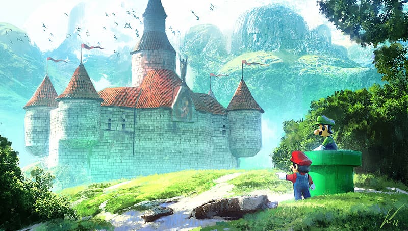 Mario, Video Game, Castle, Luigi, HD wallpaper