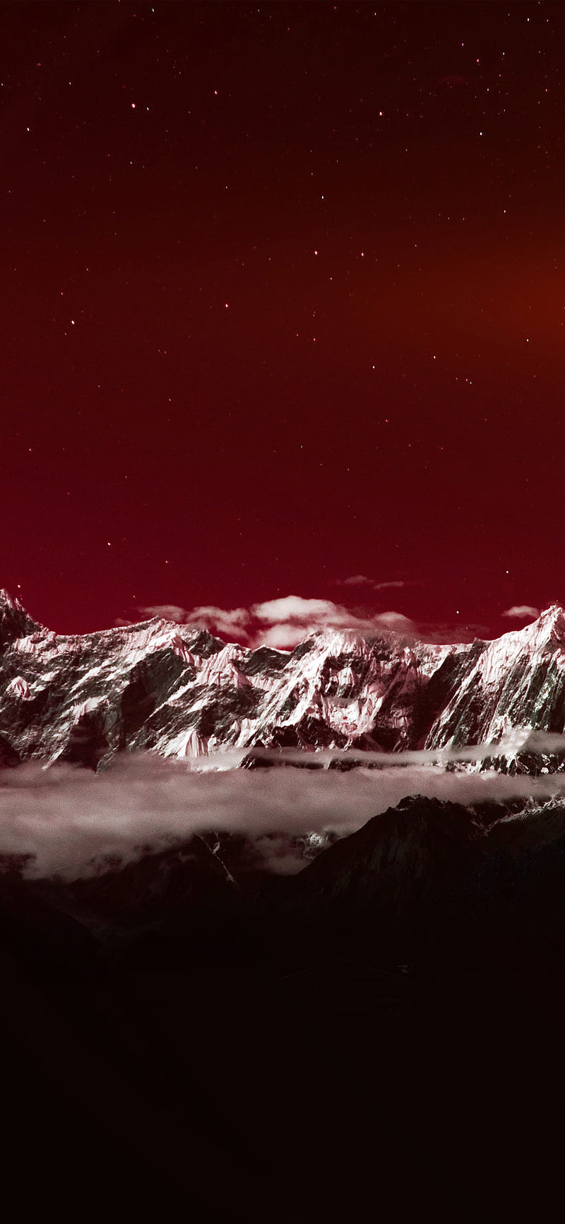 iPhone X . mountain snow dark red winter sky star, HD phone wallpaper