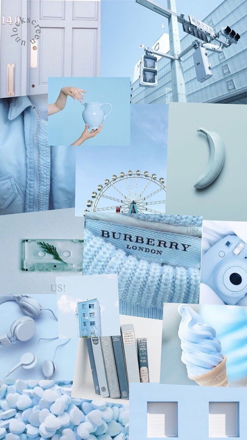 Blue Aesthetic , blue aesthetic, collage, light blue, periwinkle, vsco, HD phone wallpaper
