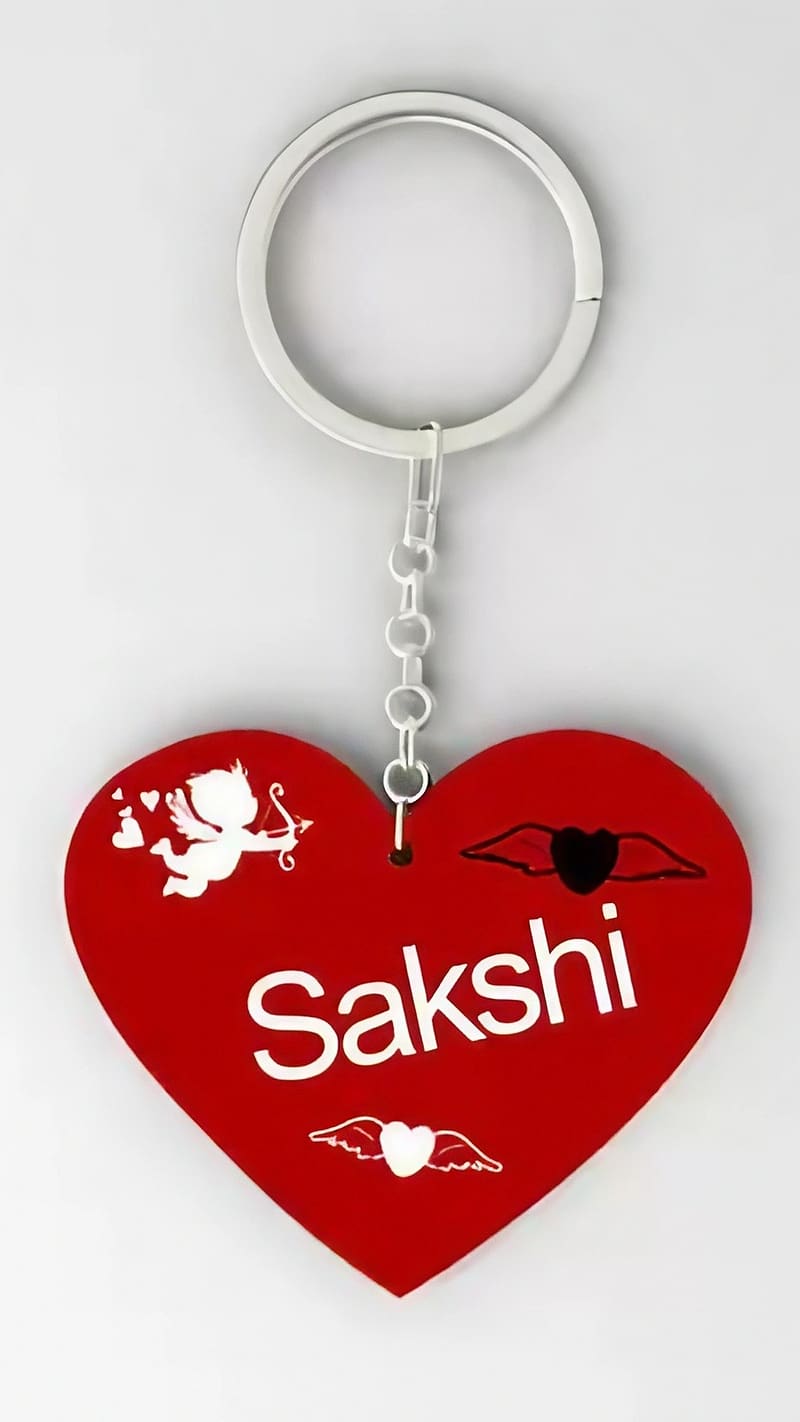 Sakshi Name, Red Heart Keychain, red heart, heart keychain, HD phone wallpaper
