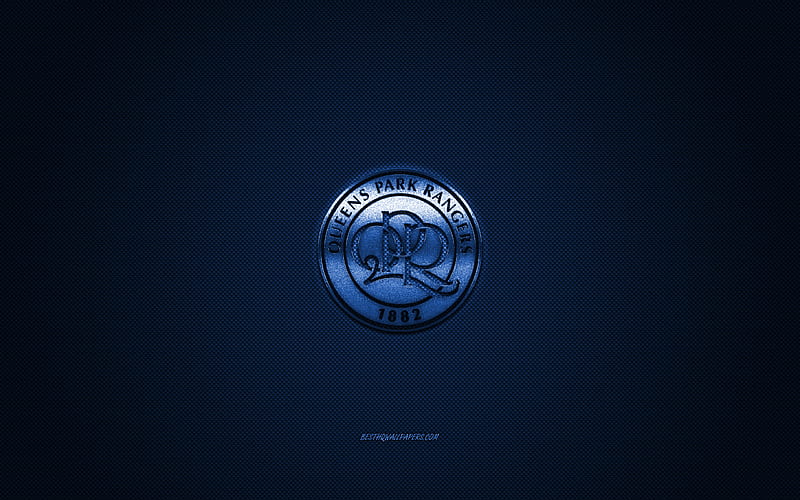 Queens Park Rangers FC, English football club, EFL Championship, blue logo, blue carbon fiber background, football, QPR FC logo, Hammersmith, Queens Park Rangers FC logo, HD wallpaper