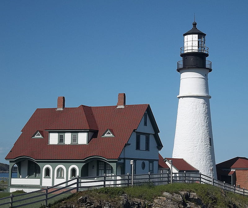 Portland Head Light, Cape Elizabeth, lighthouse, Maine, HD wallpaper