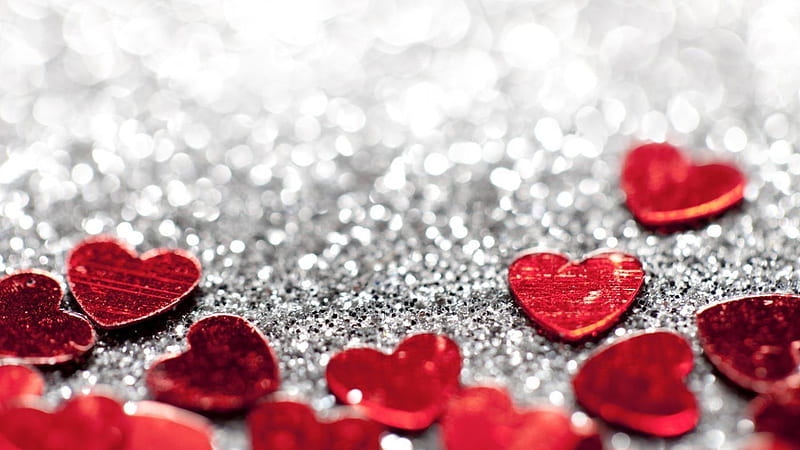 Red glare hearts red glitter background, creative, love concepts