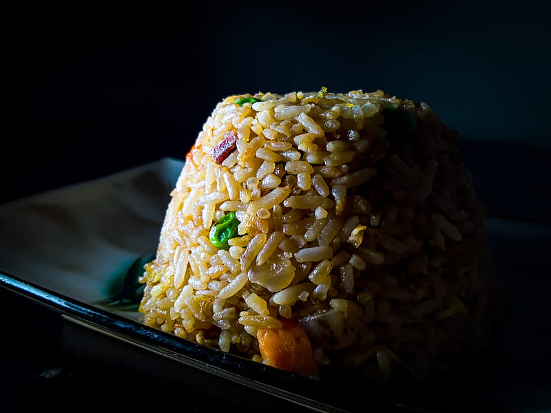 fried rice on ceramic plate, HD wallpaper