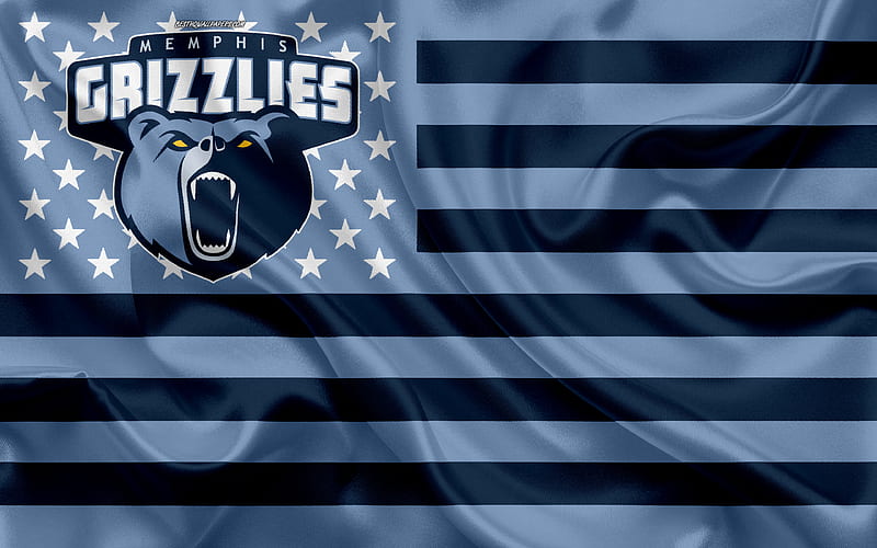 Memphis Grizzlies, American flag club, American creative flag, blue flag, NBA, Memphis, Tennessee, USA, logo, emblem, silk flag, National Basketball Association, basketball, HD wallpaper