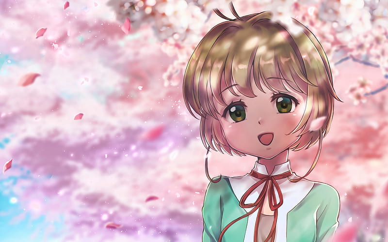 Sakura Kinomoto, spring, Sakura, close-up, manga, Cardcaptor Sakura, HD wallpaper