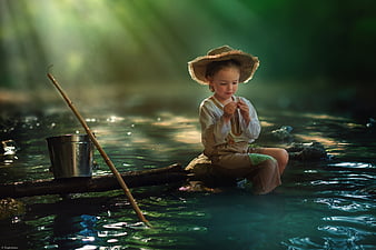 HD wallpaper: woman holding fishing rod, girl, pond, float, summer, greens