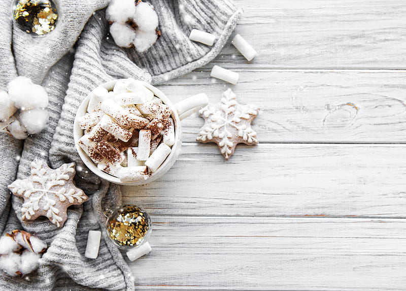 Food, Hot Chocolate, Cookie, Marshmallow, Still Life, HD wallpaper
