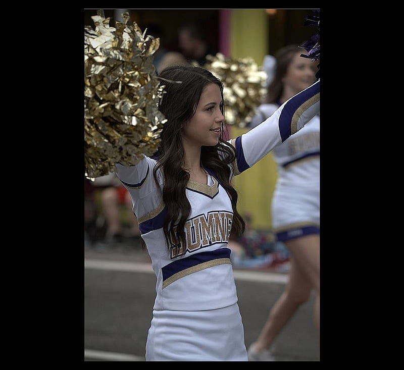 High School Cheerleader, Cute, Pom Poms, Dark Hair, Uniform, HD wallpaper