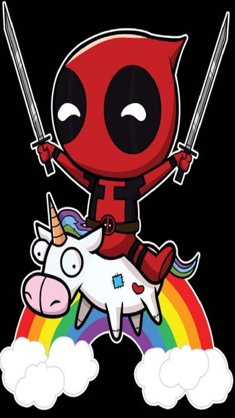Deadpool unicorn2, dead pool, dead, pool, red, black, fecklessabandon, feckless, HD phone wallpaper