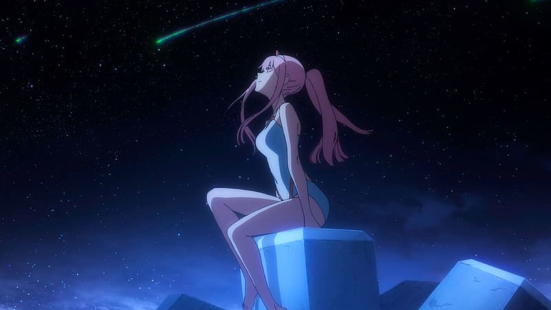 Anime, Shooting Star, Pink Hair, Swimsuit, Darling In The Franxx, Zero Two (Darling In The Franxx), HD wallpaper