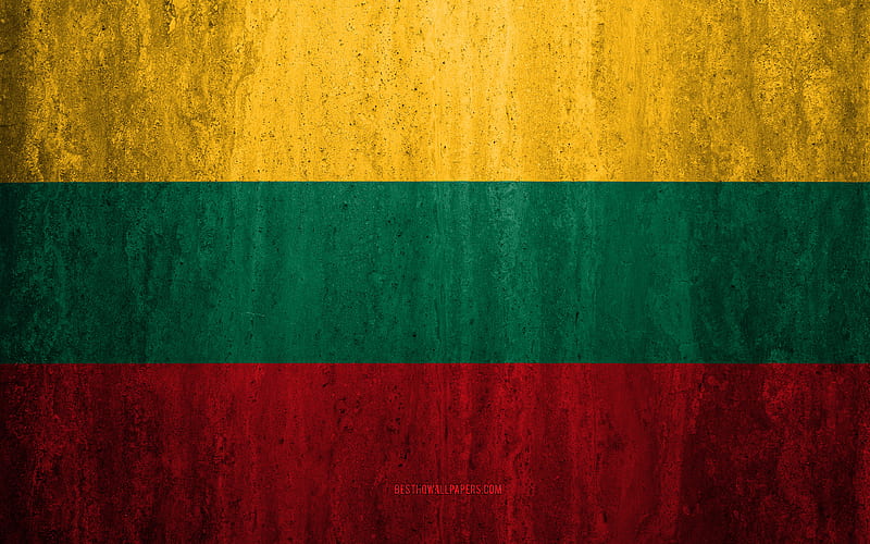 Flag of Lithuania stone background, grunge flag, Europe, Lithuania flag, grunge art, national symbols, Lithuania, stone texture, HD wallpaper