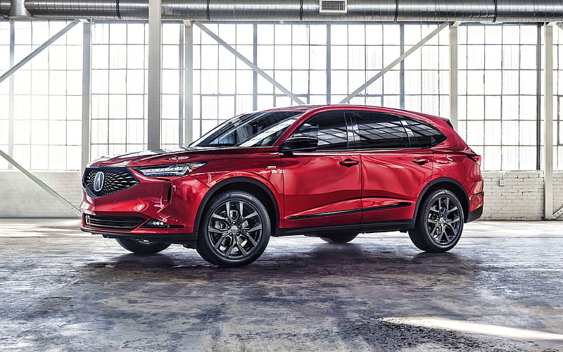 2022, Acura MDX front view, exterior, red SUV, new red MDX, japanese cars, Acura, HD wallpaper
