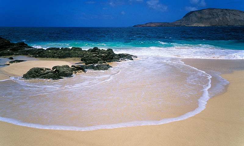 Canary Islands Beach, water, stones, lava, atlantic, spain, HD wallpaper
