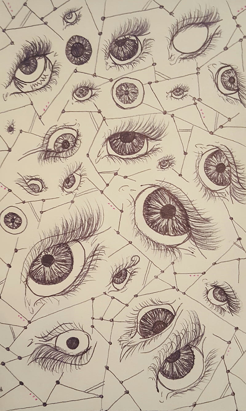 Eyes, cool, drawing, trippy, HD phone wallpaper