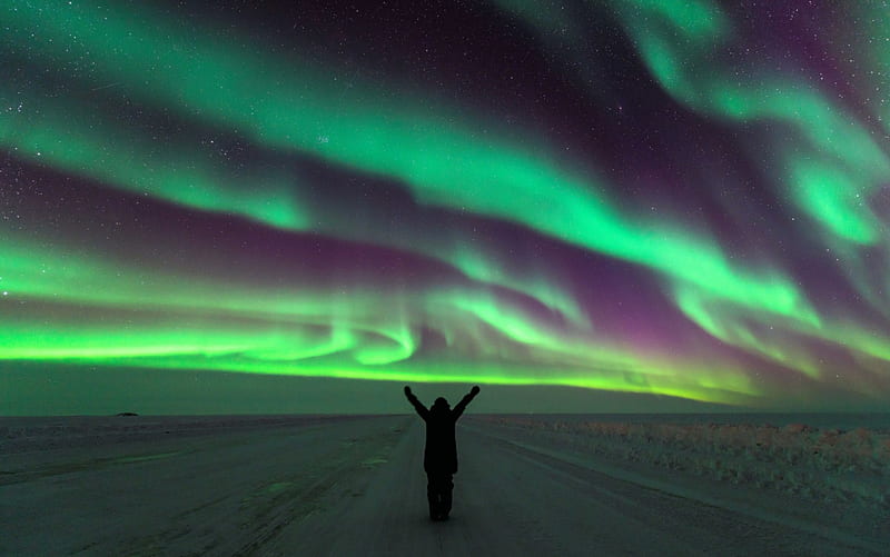 AURORA WONDER, colorful, aurora, borealis, spirits, lights, snow, ice, polar, northern, HD wallpaper