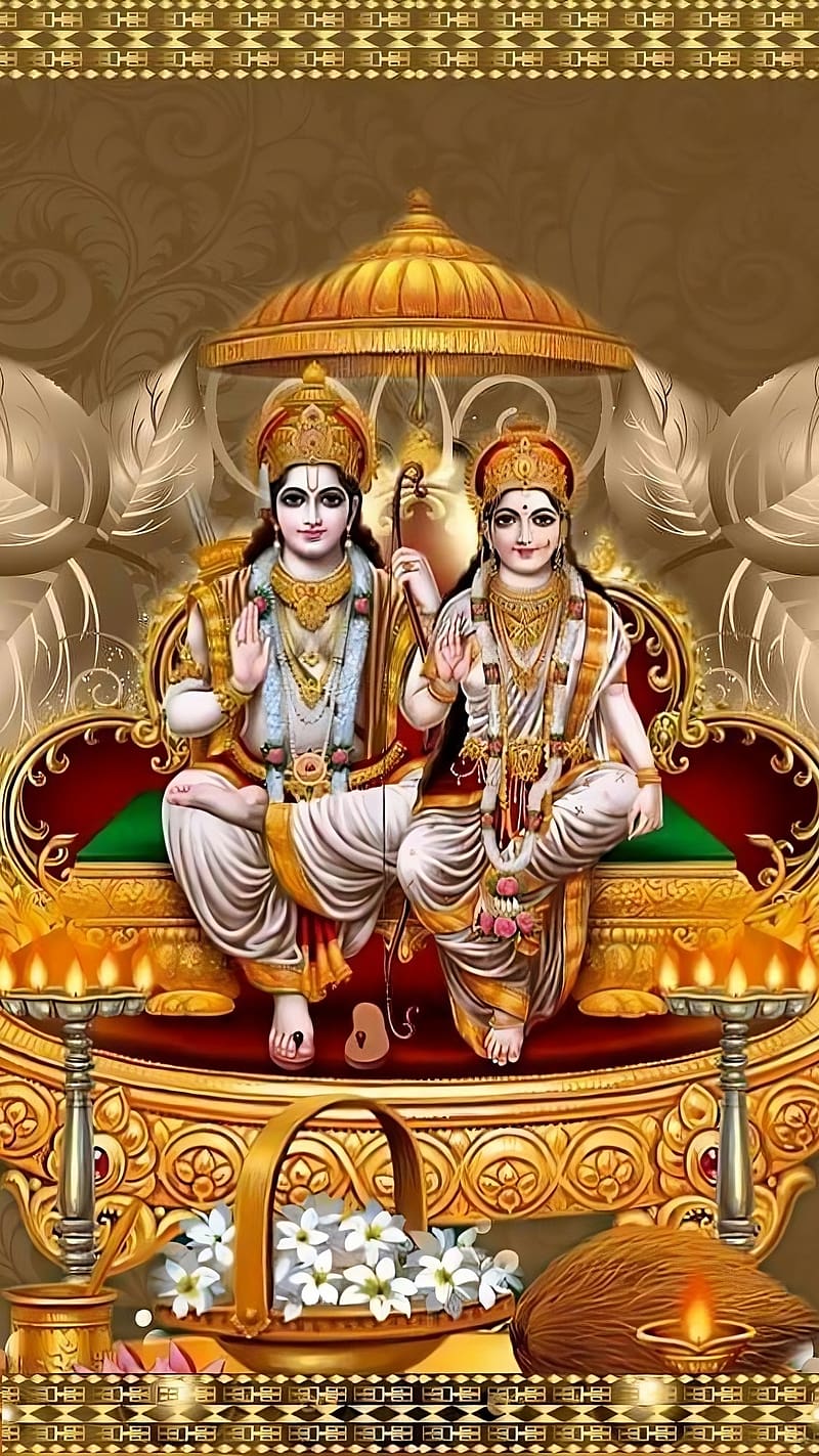 Shri Ram Janki, lord ram, lord, god, ram, janki, HD phone wallpaper