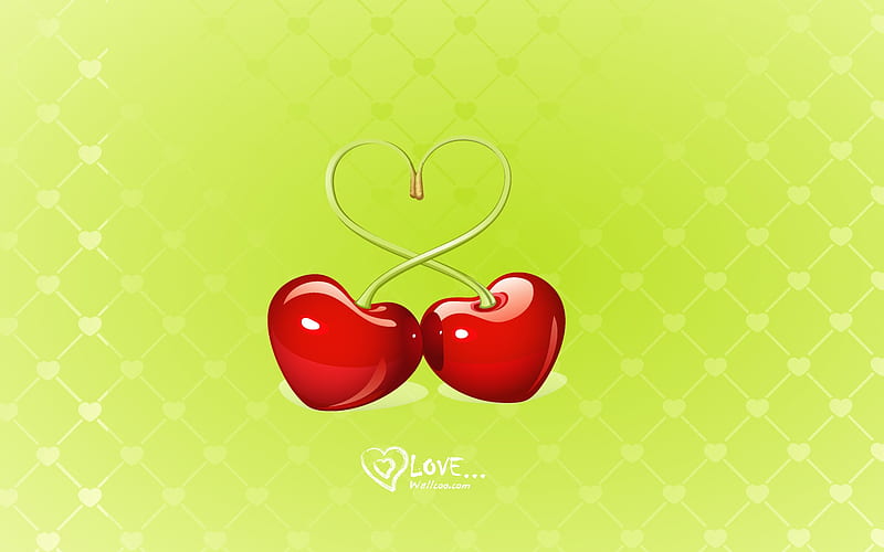 Cherry Love - Valentines Day heart-shaped design, HD wallpaper