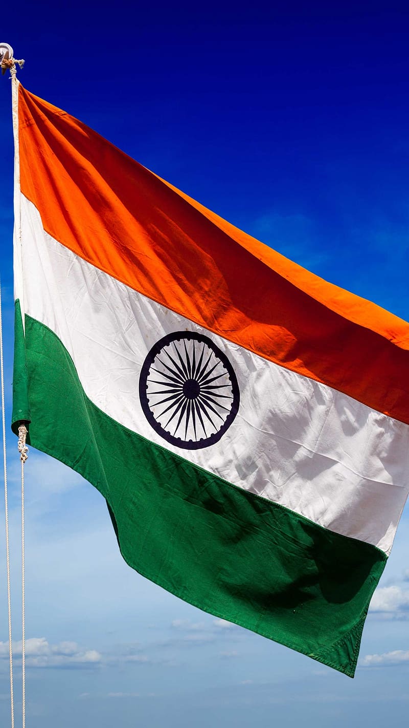 Indian Flag with sky background, indian flag, sky background, HD phone  wallpaper | Peakpx