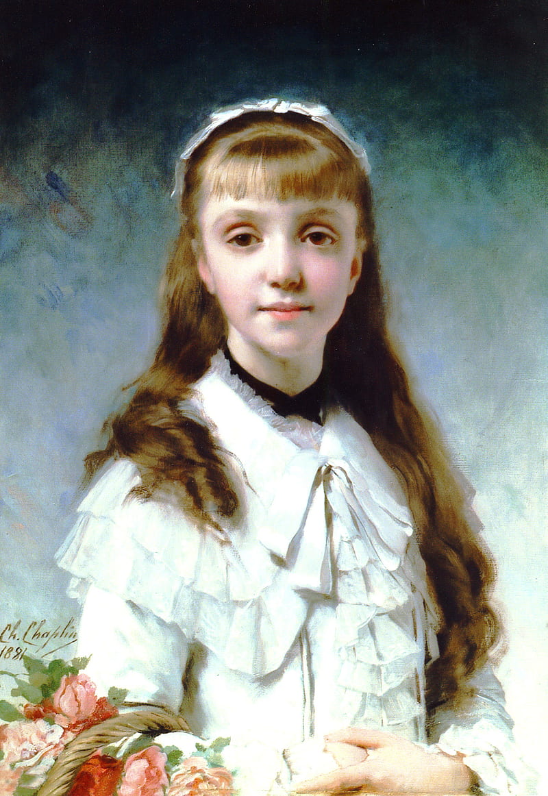 Charles Joshua Chaplin, women, painting, portrait, children, HD phone wallpaper