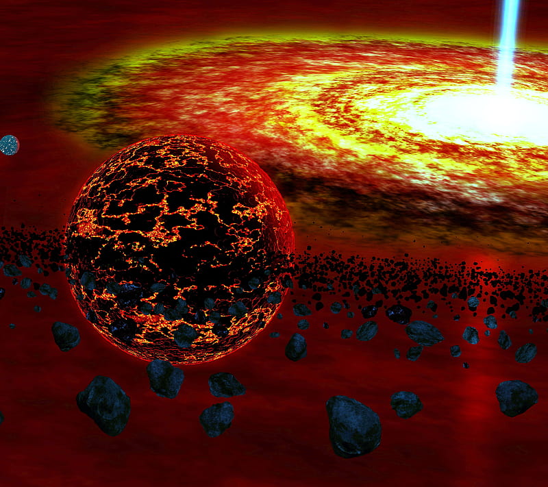 Cosmos Vortex, 3d, asteroid, fire, galaxy, planet, rock, space, HD wallpaper
