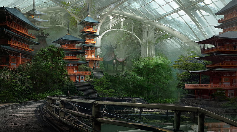 pagoda, temple, japan, art, HD wallpaper