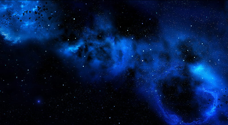Blue Galaxy, black, space, blue, galaxy, HD wallpaper