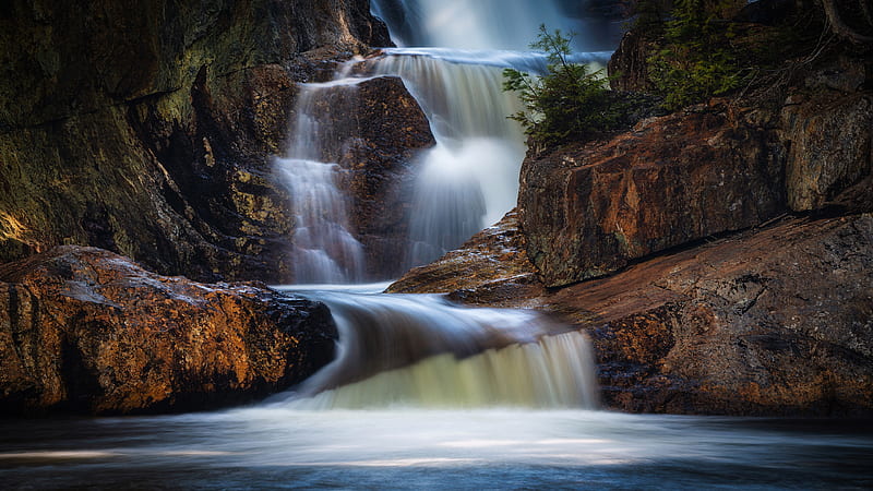 Waterfalls, Waterfall, Boulder, Rock, HD wallpaper