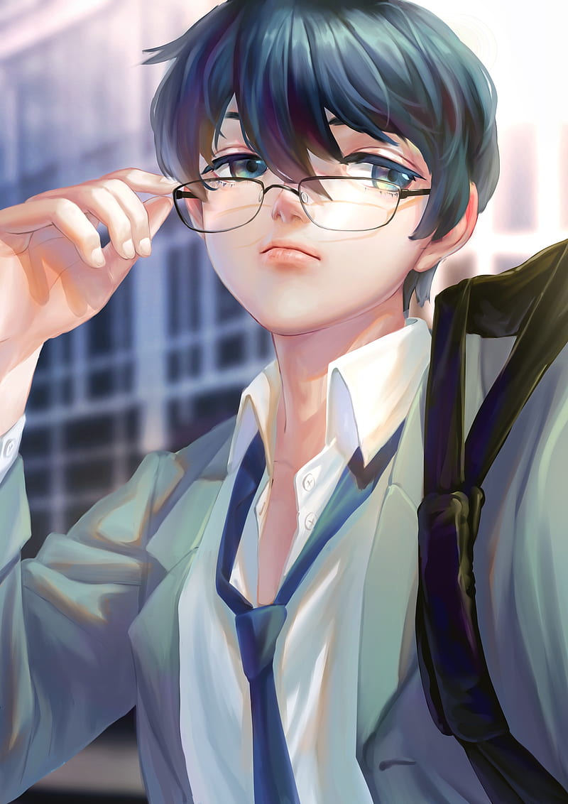 Handsome anime boy, zhiyu moke, vocaloid, glasses, school uniform, Anime,  HD phone wallpaper | Peakpx