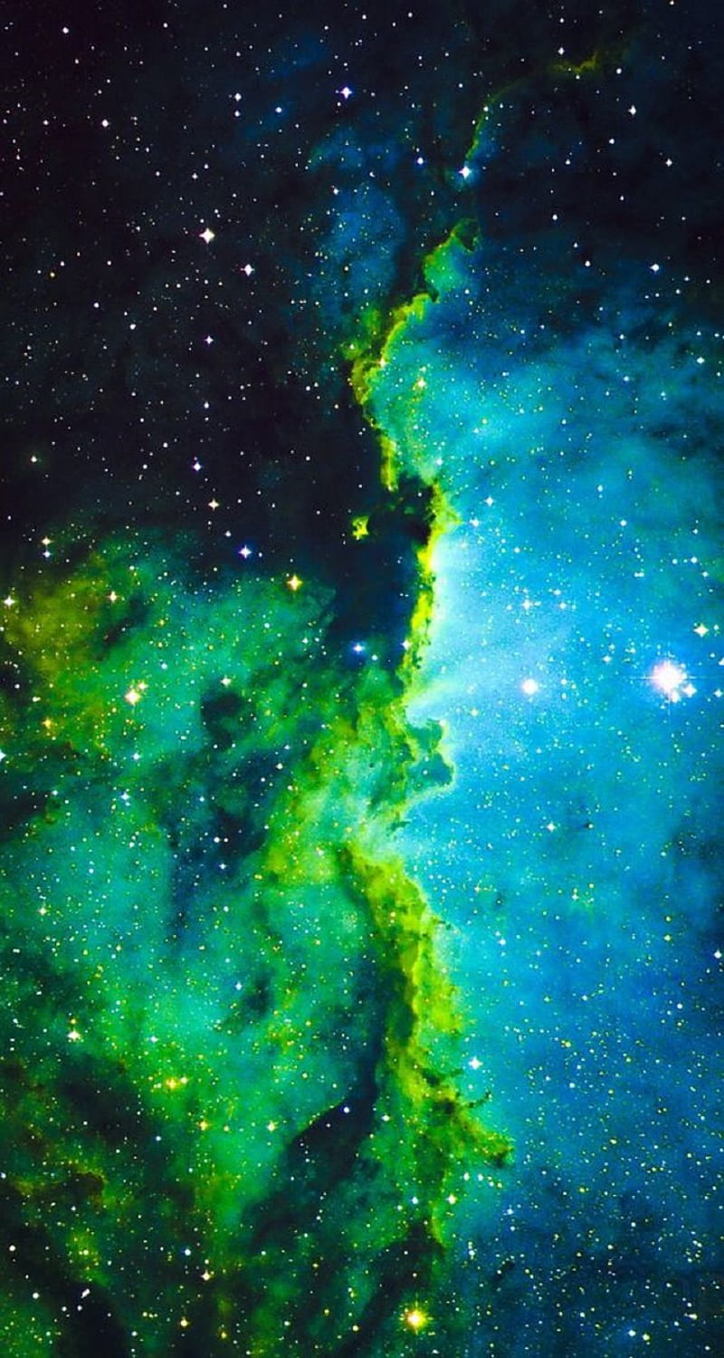 Green Nebula, colorful, space, stars, galaxy, galaxy, space, stars, universe, HD phone wallpaper