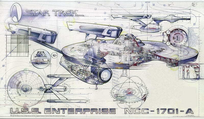 Enterprise Cutaway, Poster, Art, Star Trek, Sci-Fi, HD wallpaper