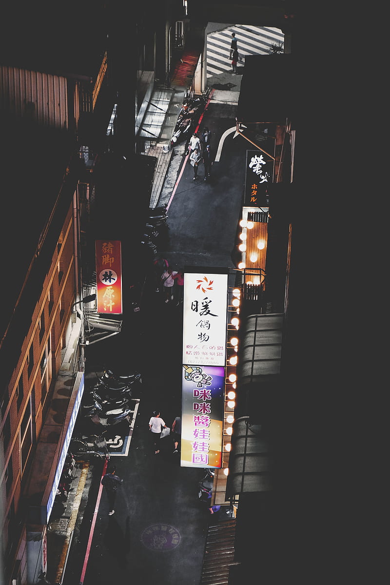 taiwan, night, vendors, alley, urban, City, HD phone wallpaper