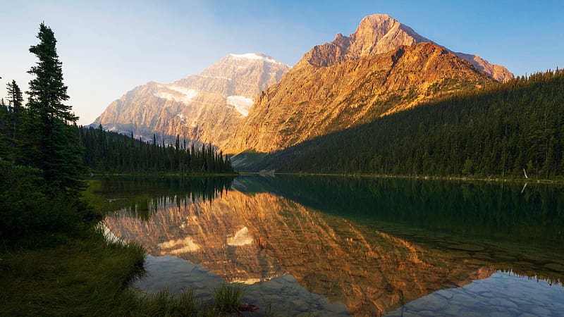 Rocky serenity - Mt. Edith Cavell, Canadian Rockies, Alberta, water, rocks, mountain, reflections, trees, canada, HD wallpaper
